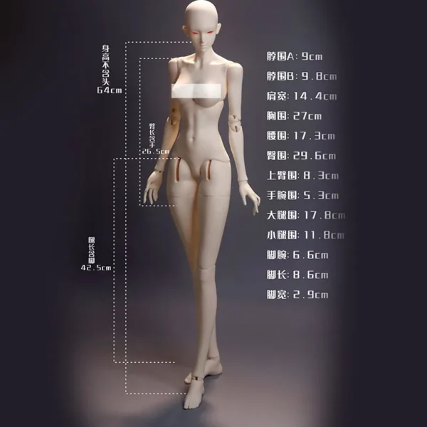 「Ao Ling Shi」sweet snow 70  1/3 BJD Doll Body Only - Image 3