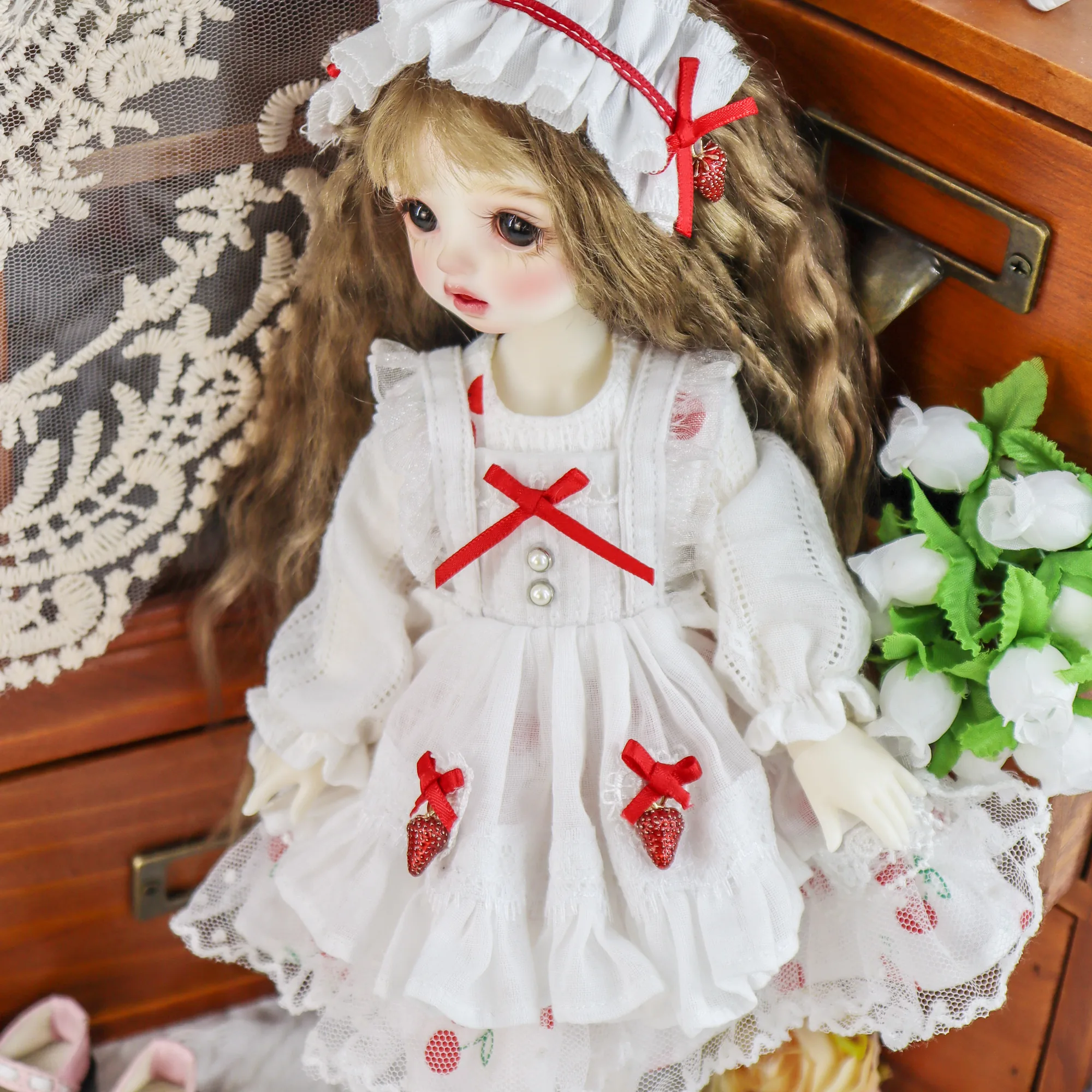 「Bangkrup Girl」Strawberry Dress (SD l SDGR l DD l 1/3 l SD75) BJD Outfit Only - Image 2