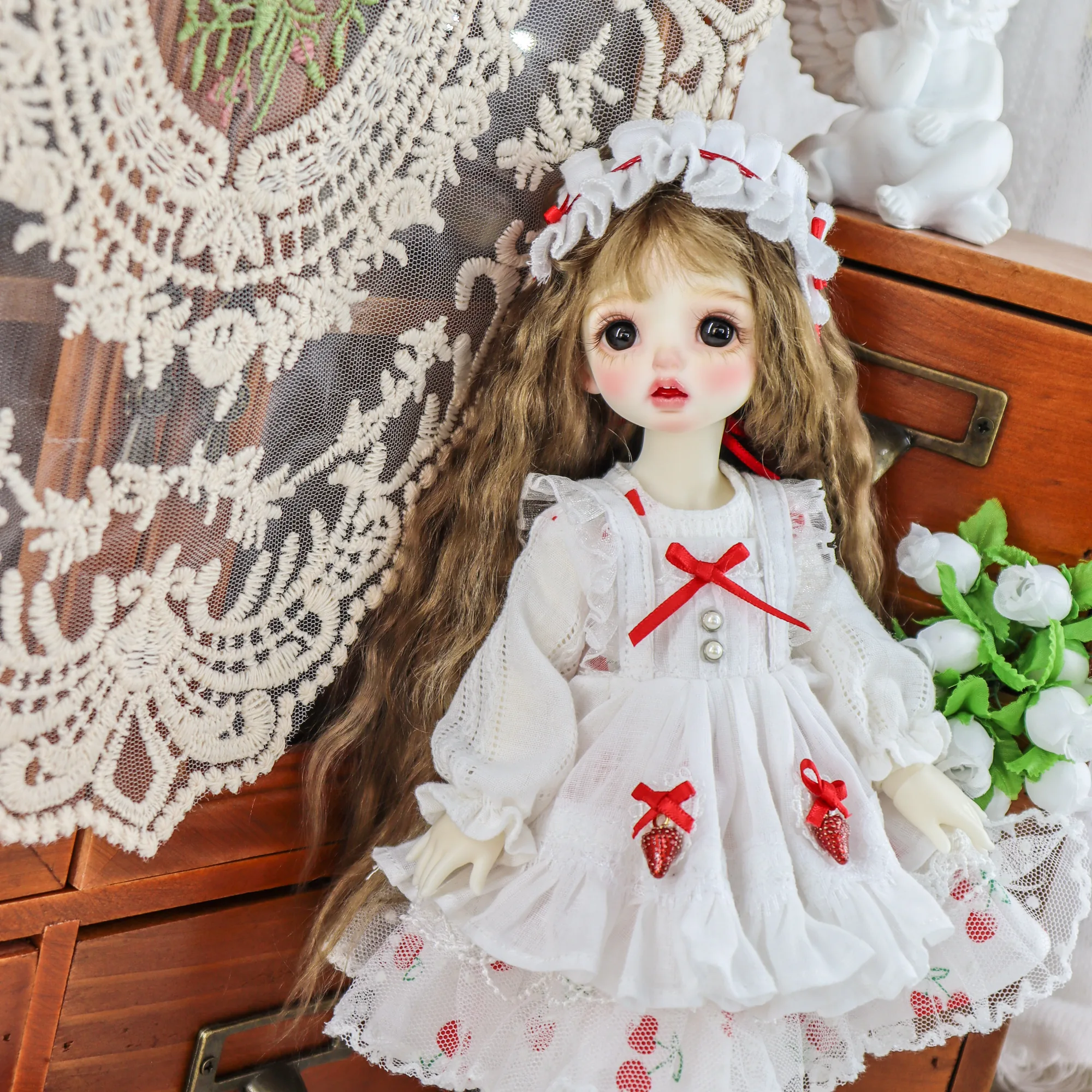 「Bangkrup Girl」Strawberry Dress (SD l SDGR l DD l 1/3 l SD75) BJD Outfit Only - Image 4