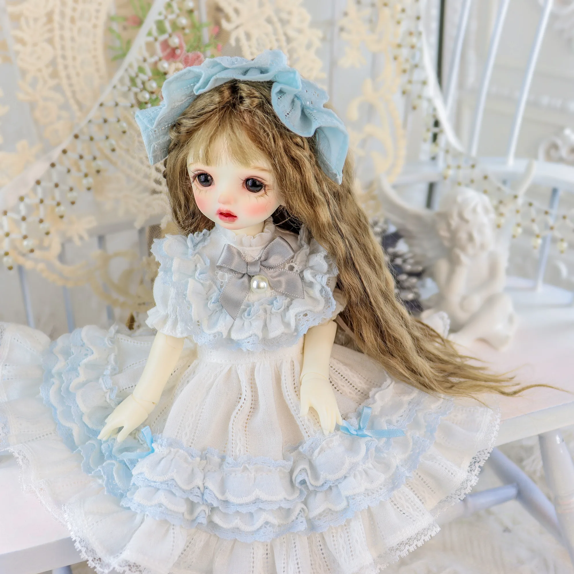 「Bangkrup Girl」White Blue (YOSD l 1/6) BJD Outfit - Image 2