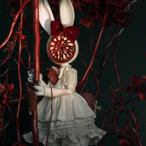 「Coral Reef」White Moon Cinnabar Open Eyes Rabbit BJD Doll (1/6)