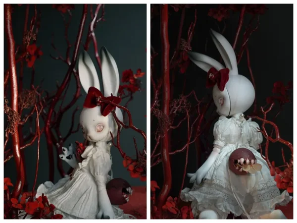 「Coral Reef」White Moon Cinnabar Open Eyes Rabbit BJD Doll (1/6) - Image 2