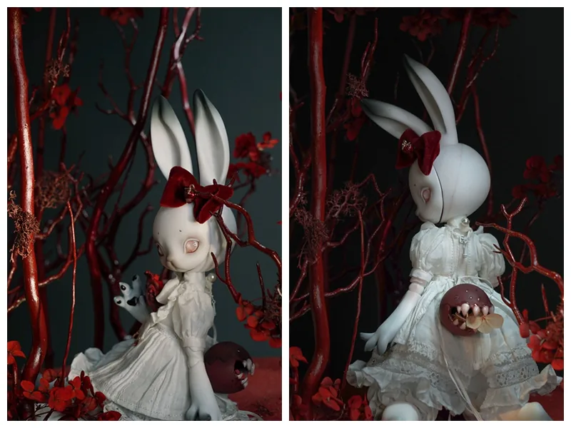 「Coral Reef」White Moon Cinnabar Open Eyes Rabbit BJD Doll (1/6) - Image 2