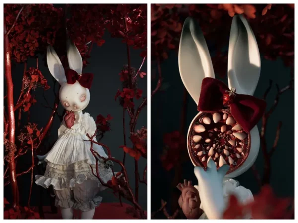 「Coral Reef」White Moon Cinnabar Open Eyes Rabbit BJD Doll (1/6) - Image 3