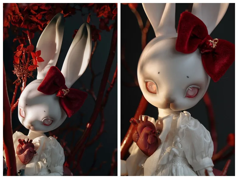 「Coral Reef」White Moon Cinnabar Open Eyes Rabbit BJD Doll (1/6) - Image 4