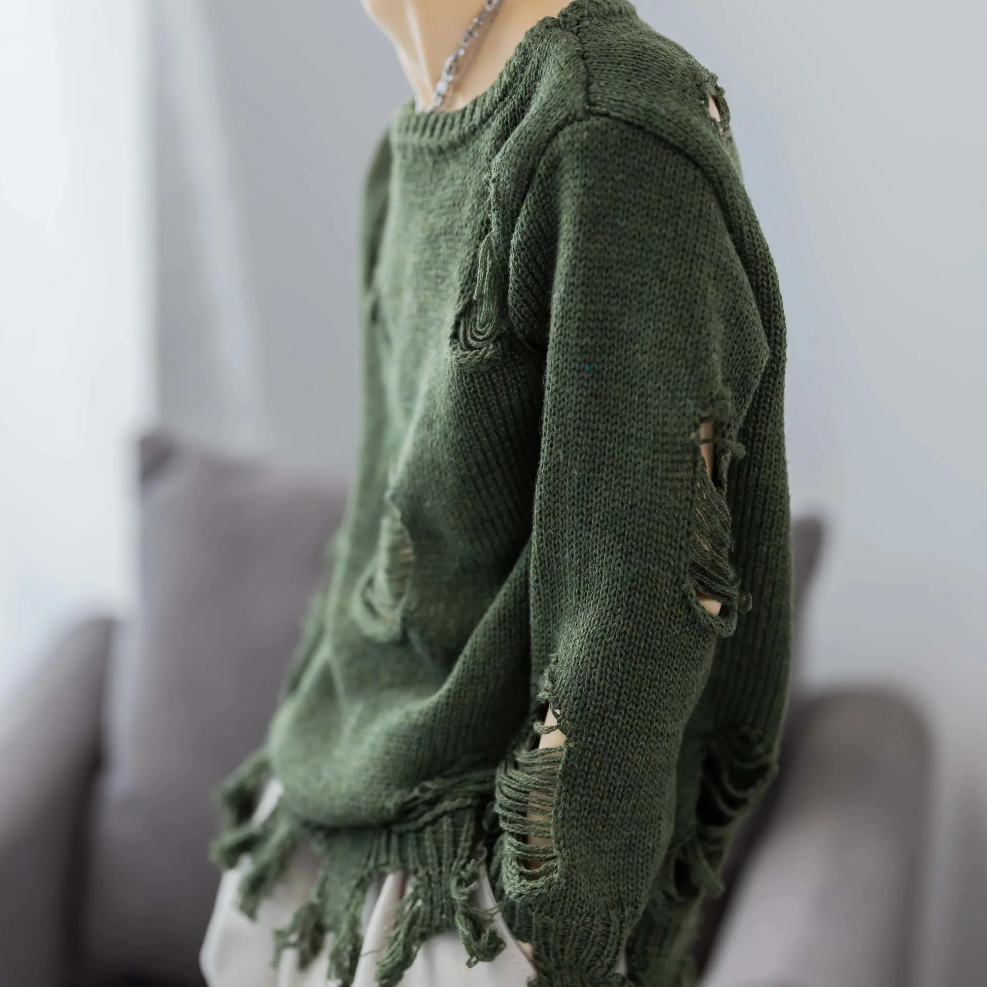 「Dollection」Ripped Sweater Outfit Only (68~75cm ) - Image 2