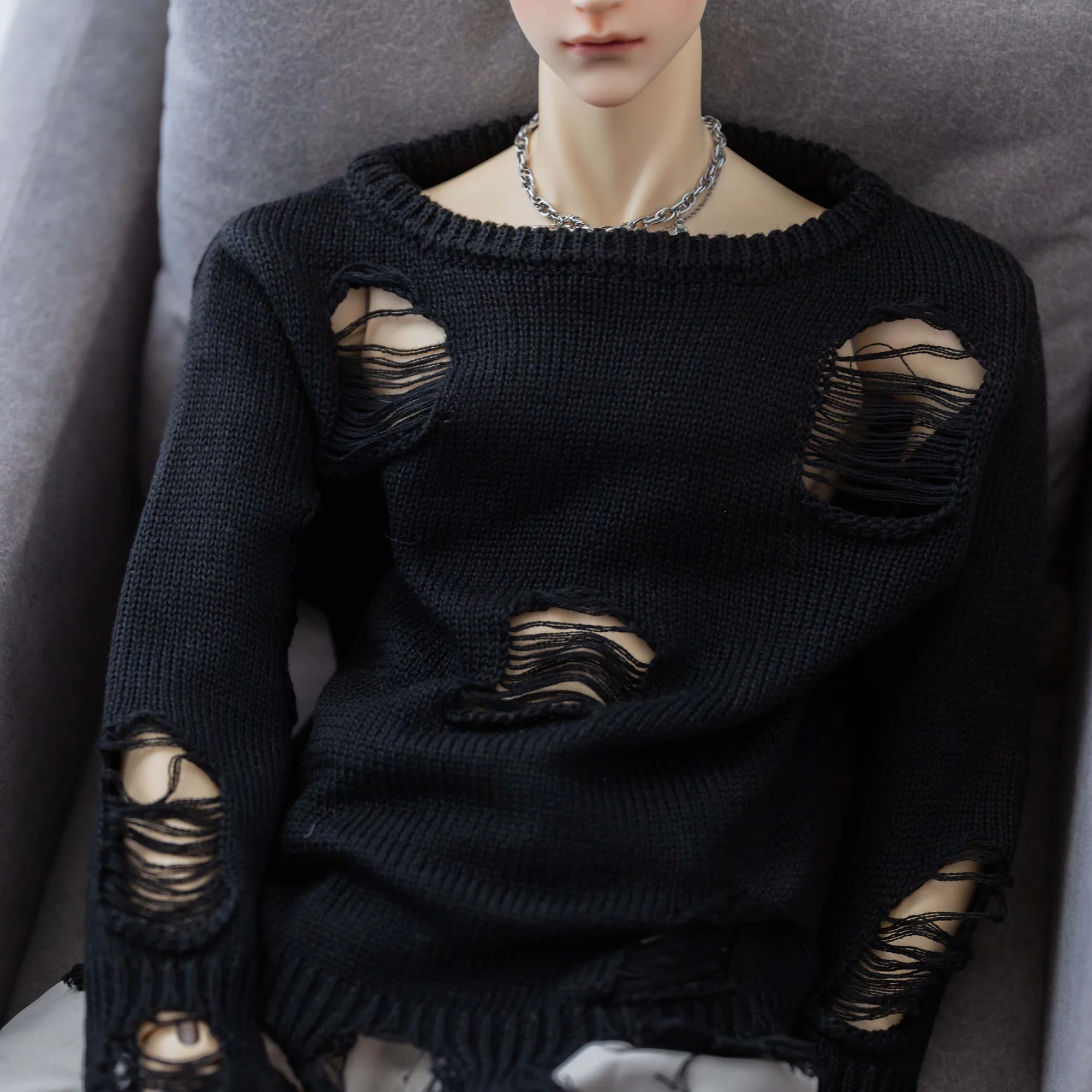 「Dollection」Ripped Sweater Outfit Only (68~75cm ) - Image 3