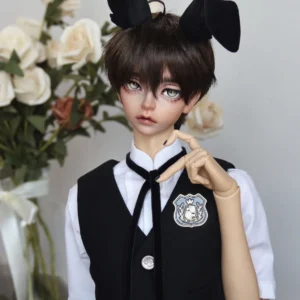 「PingPingLiang」Black Flocked Rabbit Ears Accessories Only (YOSD/1/6/MSD/1/4)