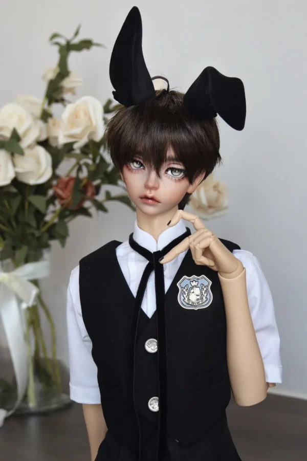 「PingPingLiang」Black Flocked Rabbit Ears Accessories Only (YOSD/1/6/MSD/1/4)