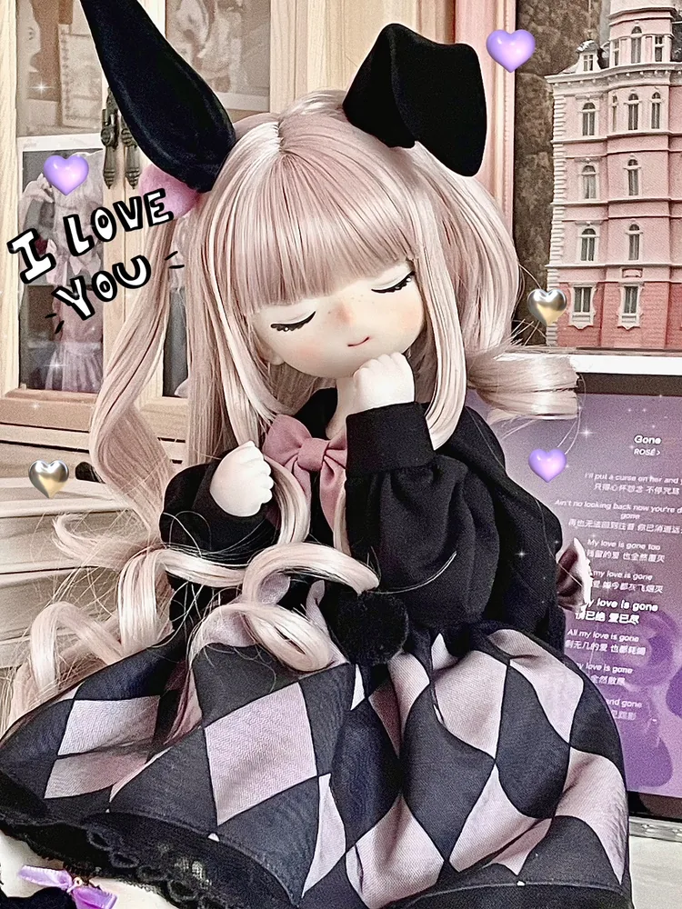 「PingPingLiang」Black Flocked Rabbit Ears Accessories Only (YOSD/1/6/MSD/1/4) - Image 2