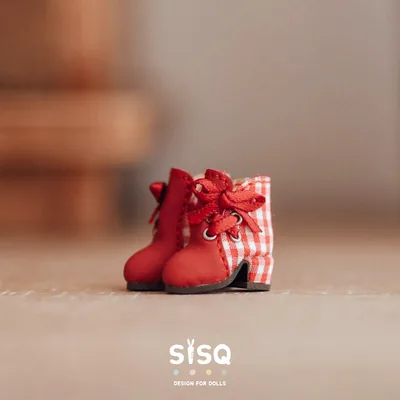 「S&G」Ribbon Tartan High-Heeled Ankle Boots (OB11/OB24) - Image 4