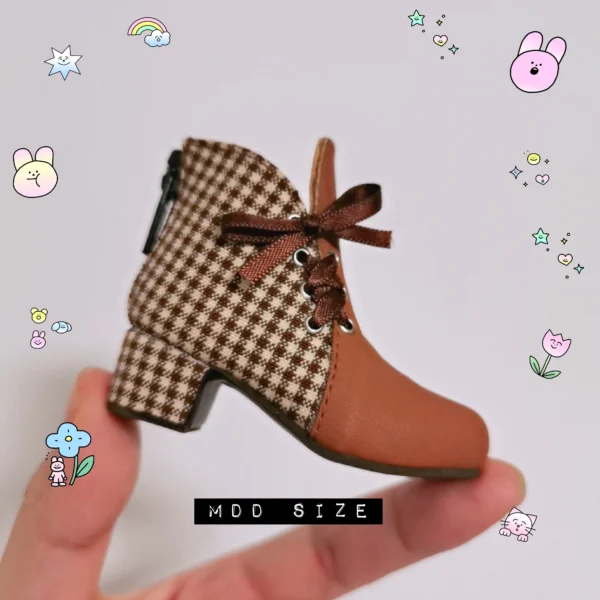 「S&G」Ribbon Tartan High-Heeled Ankle Boots (YOSD/MDD/MSD/Chubby)