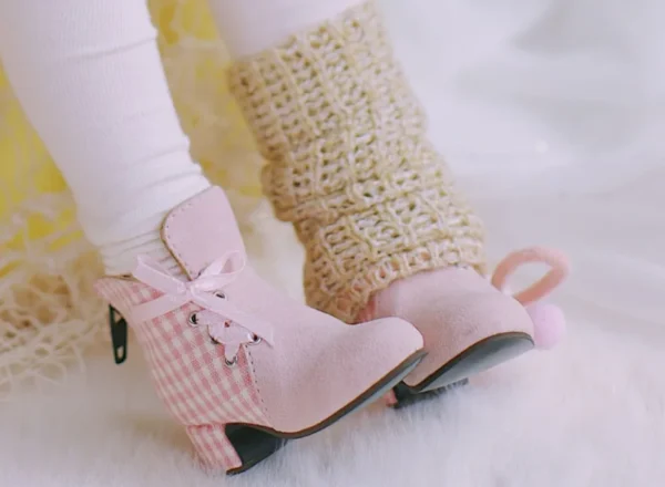 「S&G」Ribbon Tartan High-Heeled Ankle Boots (YOSD/MDD/MSD/Chubby) - Image 3