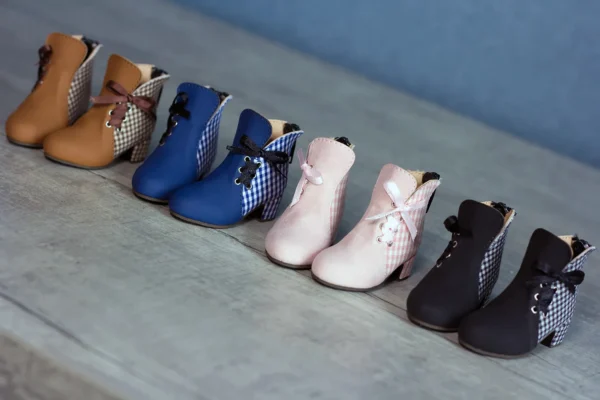 「S&G」Ribbon Tartan High-Heeled Ankle Boots (YOSD/MDD/MSD/Chubby) - Image 4