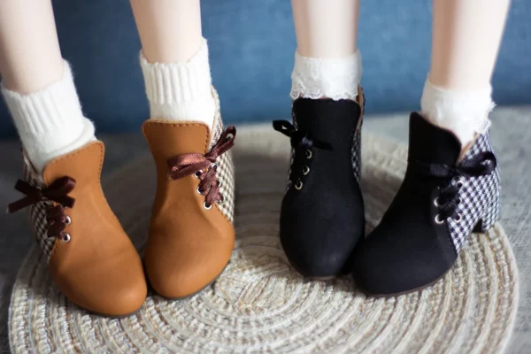 「S&G」Ribbon Tartan High-Heeled Ankle Boots (YOSD/MDD/MSD/Chubby) - Image 6