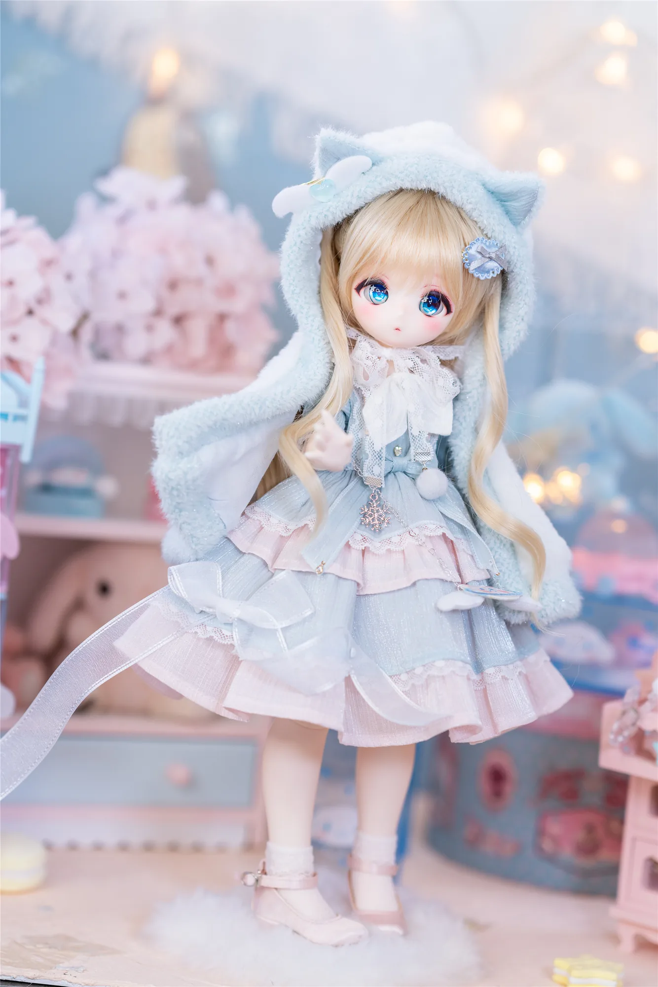 「Sasato」Snowy Cat (MSD/ Chubby l 1/4) BJD Outfit Only - Image 3