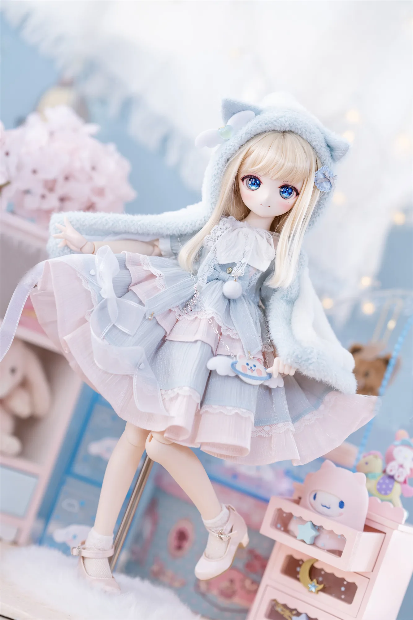 「Sasato」Snowy Cat (MSD/ Chubby l 1/4) BJD Outfit Only - Image 9