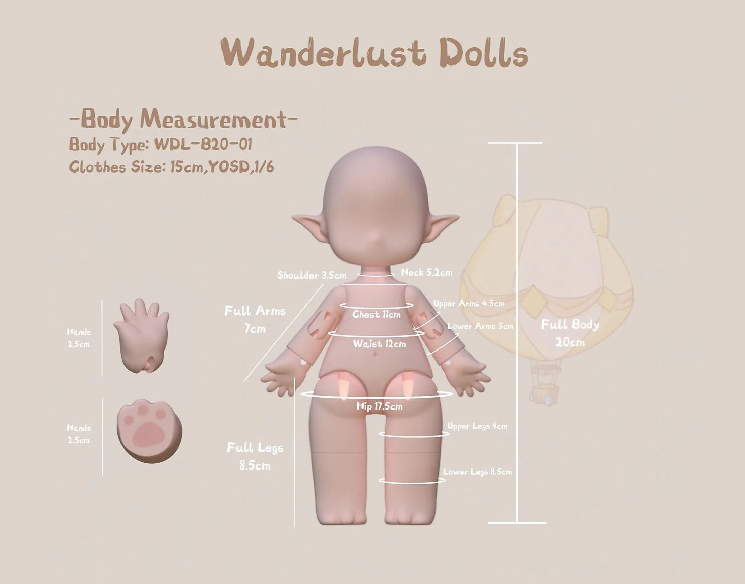「WDLDolls」Foxy BJD Doll (Full Doll Only) (1/6) (20cm) - Image 9